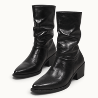 montelore-souliers Bottines Noires À Talons Plissé Bout Pointu