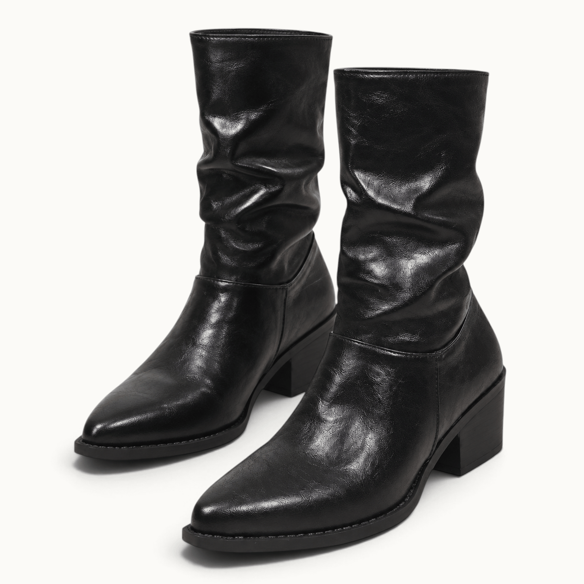 montelore-souliers Bottines Noires À Talons Plissé Bout Pointu