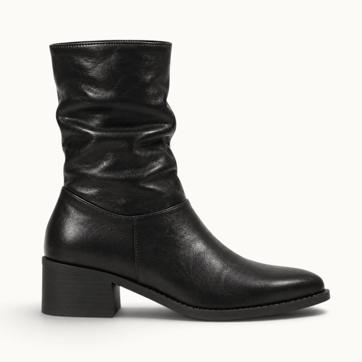 montelore-souliers Bottines Noires À Talons Plissé Bout Pointu