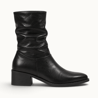 montelore-souliers Bottines Noires À Talons Plissé Bout Pointu