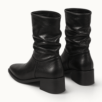 montelore-souliers Bottines Noires À Talons Plissé Bout Pointu