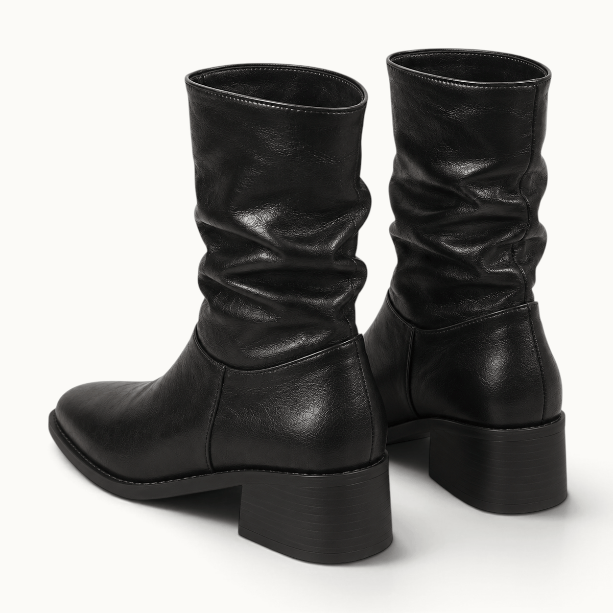 montelore-souliers Bottines Noires À Talons Plissé Bout Pointu