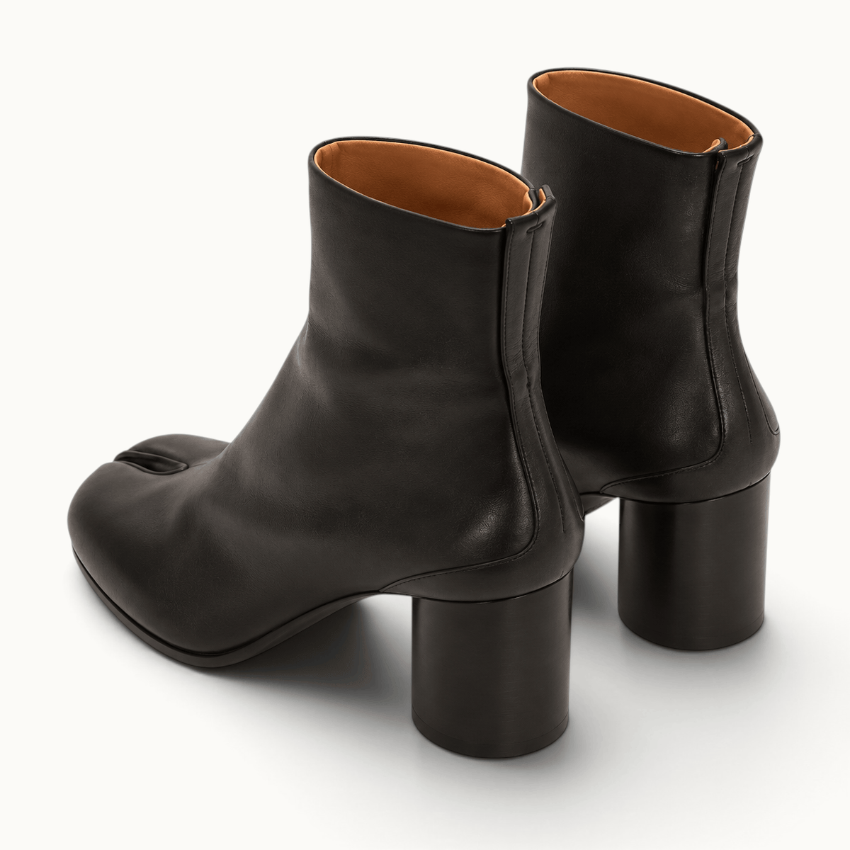 montelore-souliers Bottines Noires Cuir Femme Talon À Bout Fendu Tabi