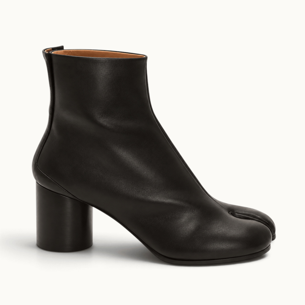 montelore-souliers Bottines Noires Cuir Femme Talon À Bout Fendu Tabi
