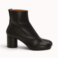 montelore-souliers Bottines Noires Cuir Femme Talon À Bout Fendu Tabi