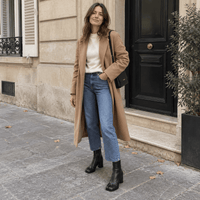 montelore-souliers Bottines Noires Cuir Femme Talon À Bout Fendu Tabi