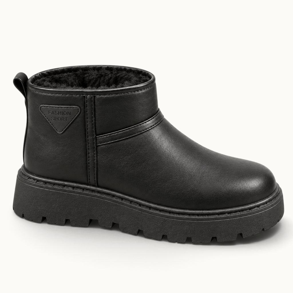 montelore-souliers Bottines Noires Femme Plates Doublées Polaire Semelle