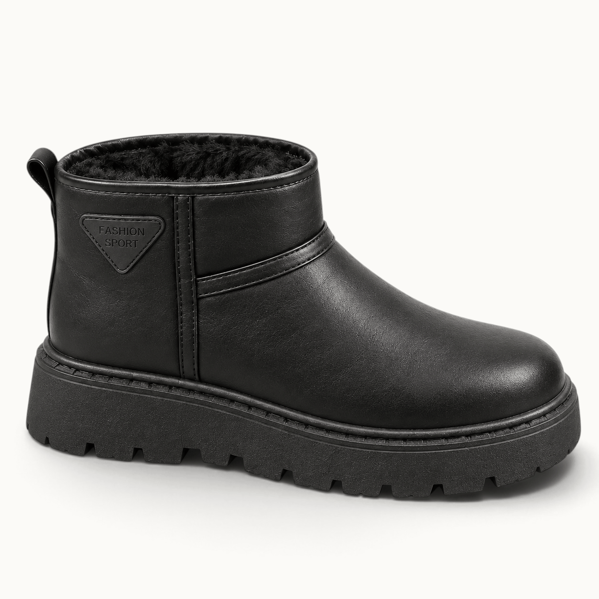 montelore-souliers Bottines Noires Femme Plates Doublées Polaire Semelle