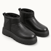 montelore-souliers Bottines Noires Femme Plates Doublées Polaire Semelle