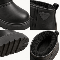 montelore-souliers Bottines Noires Femme Plates Doublées Polaire Semelle