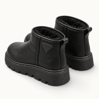 montelore-souliers Bottines Noires Femme Plates Doublées Polaire Semelle
