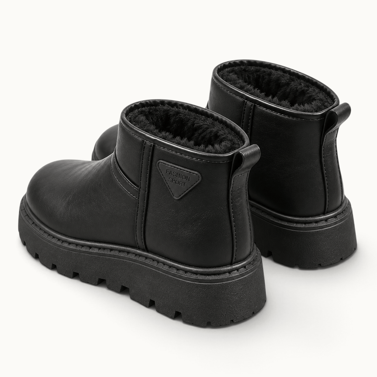 montelore-souliers Bottines Noires Femme Plates Doublées Polaire Semelle