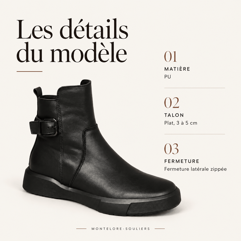 montelore-souliers Bottines Noires Plates