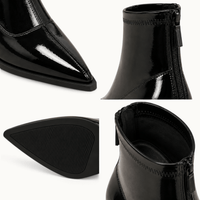 montelore-souliers Bottines Noires Vernies Femme Bout Pointu Talon Carré