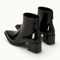 montelore-souliers Bottines Noires Vernies Femme Bout Pointu Talon Carré