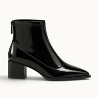 montelore-souliers Bottines Noires Vernies Femme Bout Pointu Talon Carré