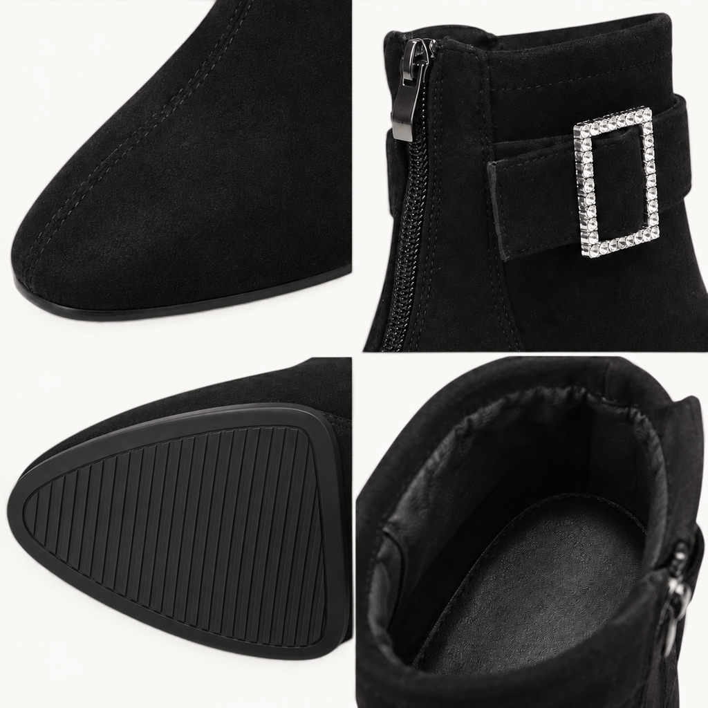 montelore-souliers Bottines Petit Talon En Suédine Bloc