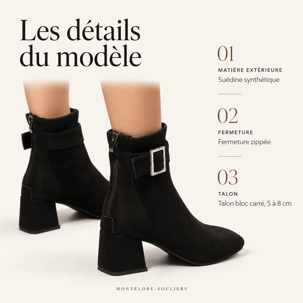 montelore-souliers Bottines Petit Talon En Suédine Bloc