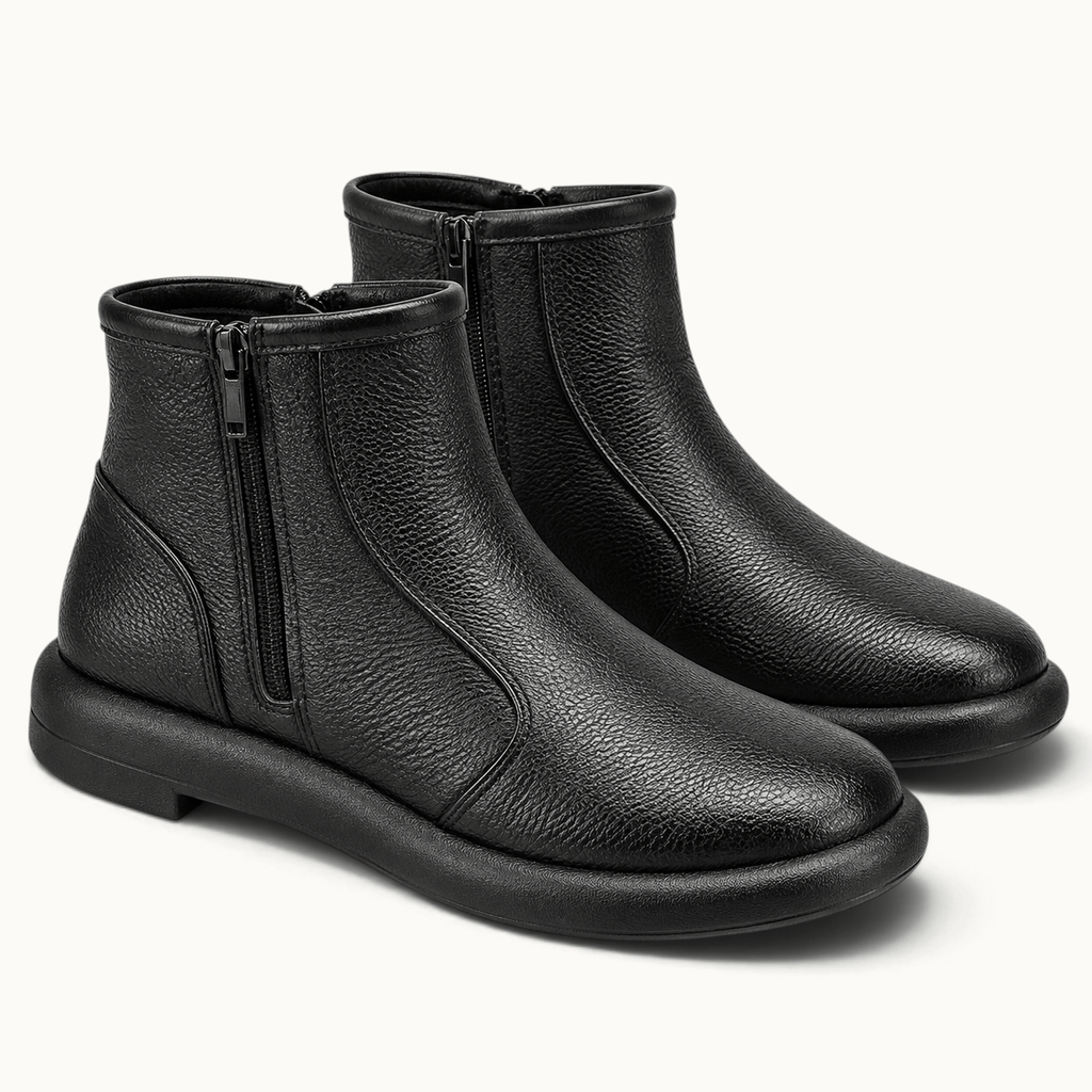 montelore-souliers Bottines Plates Cuir Femme Véritable