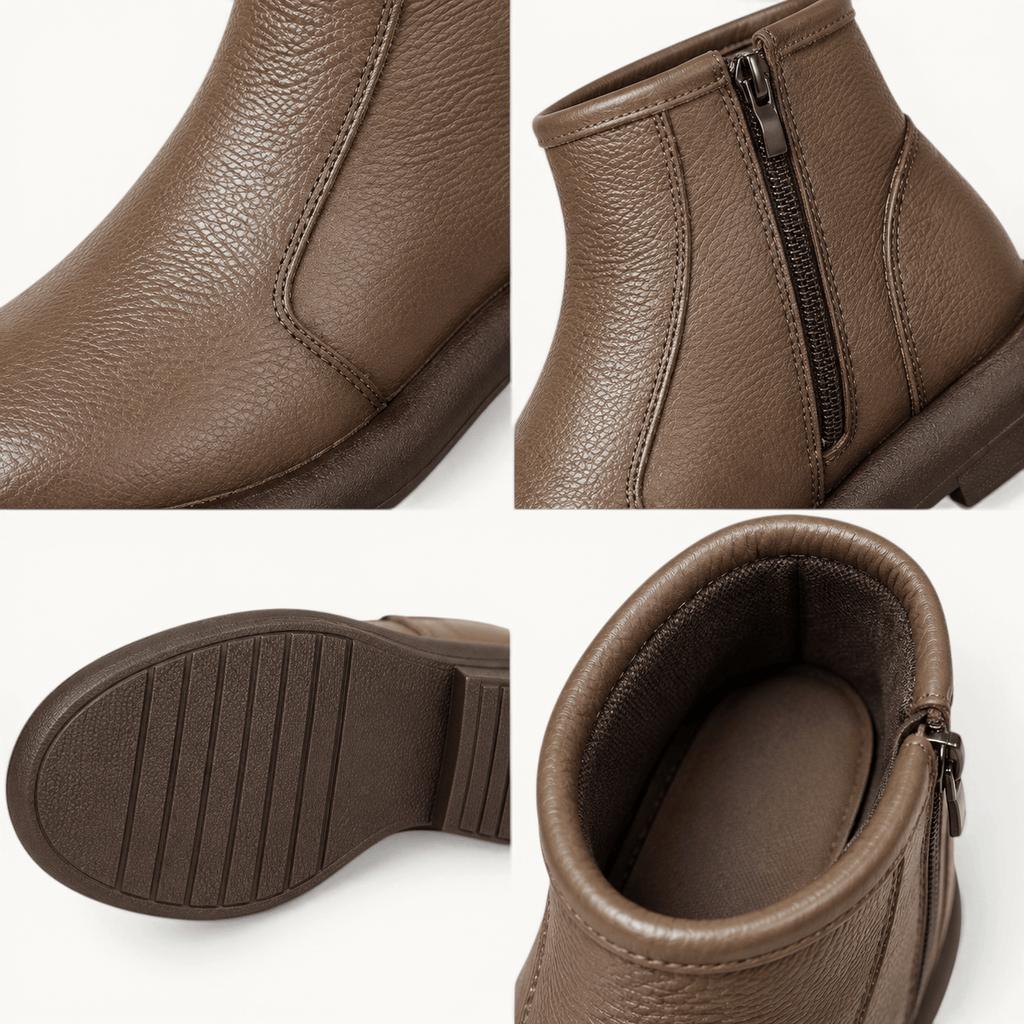 montelore-souliers Bottines Plates Cuir Femme Véritable