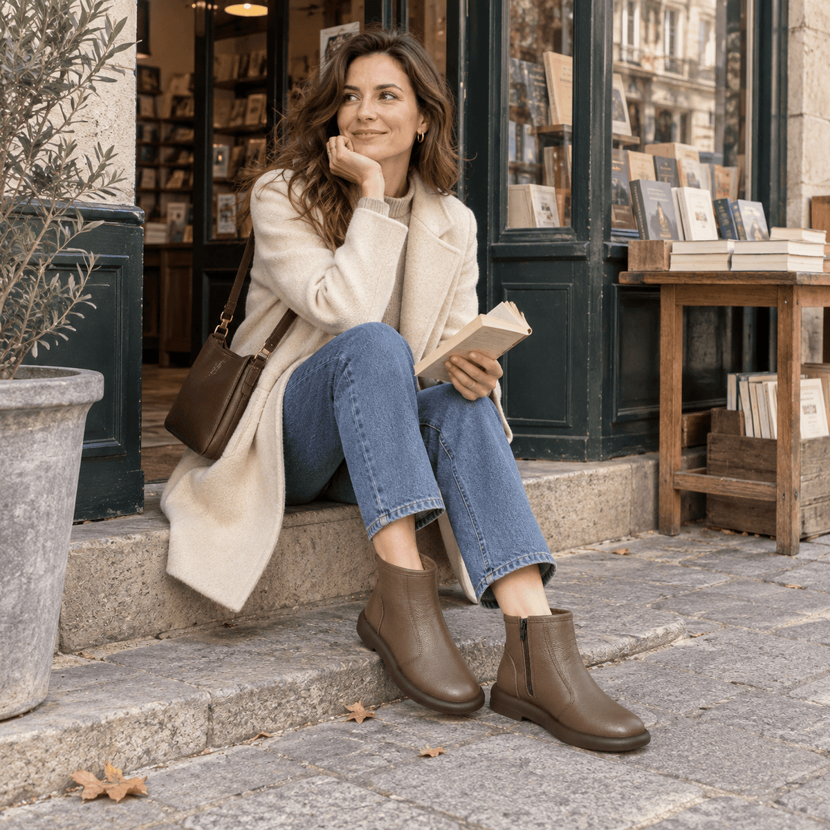 montelore-souliers Bottines Plates Cuir Femme Véritable