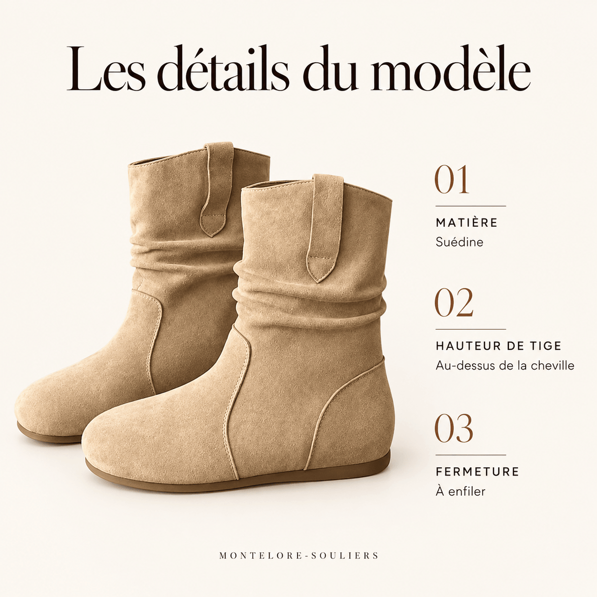 montelore-souliers Bottines Plates Femme En Suédine
