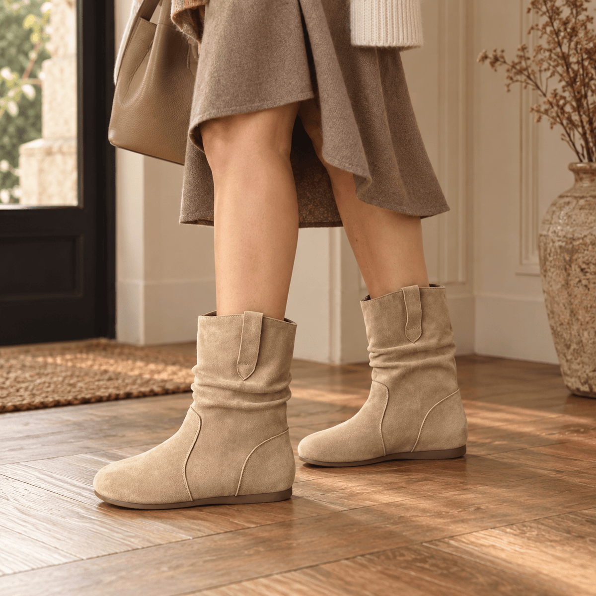 montelore-souliers Bottines Plates Femme En Suédine