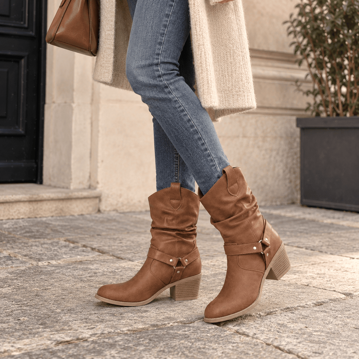montelore-souliers Bottines Polyuréthane Western Marron