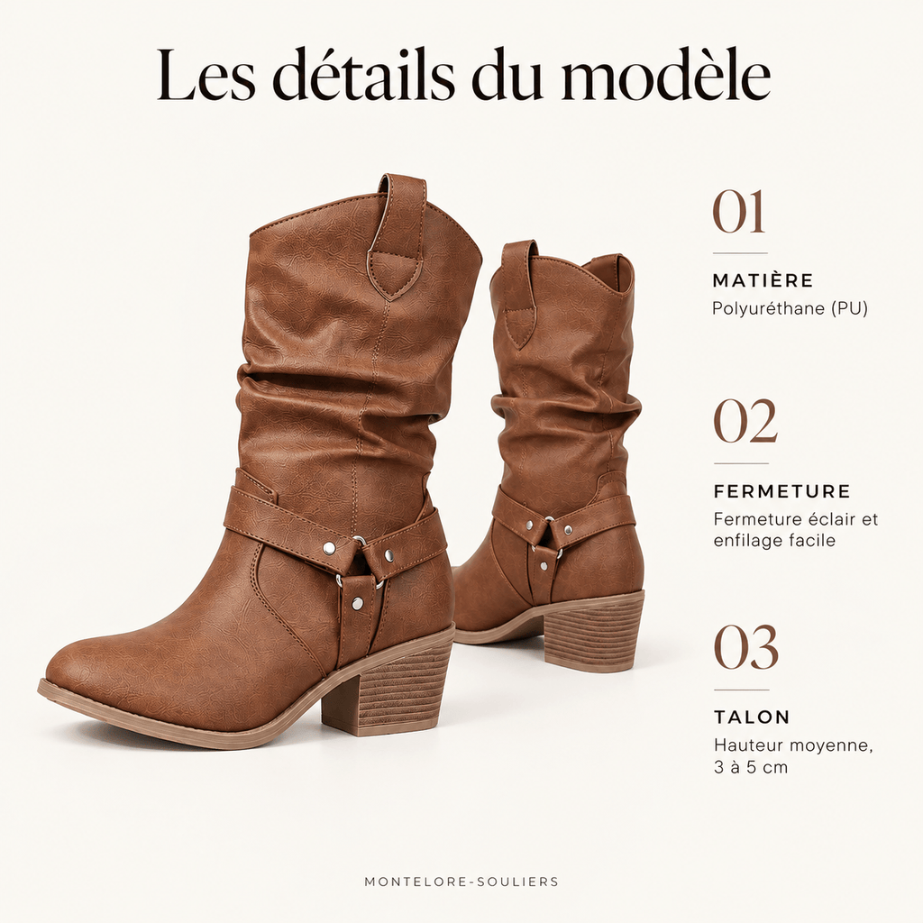 montelore-souliers Bottines Polyuréthane Western Marron