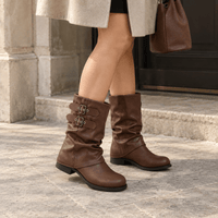 montelore-souliers Bottines Printemps Mi-Mollet À Talon Carré