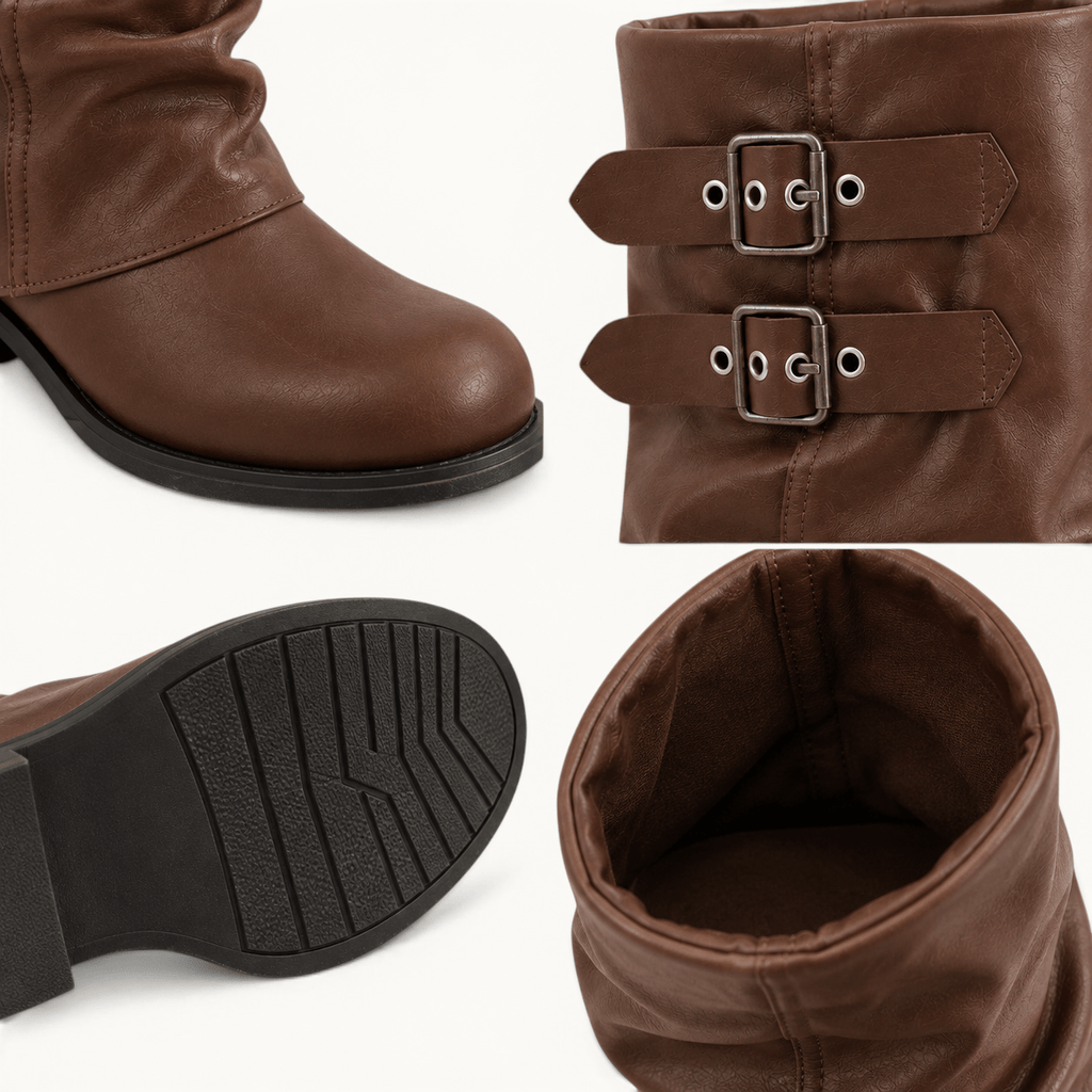 montelore-souliers Bottines Printemps Mi-Mollet À Talon Carré