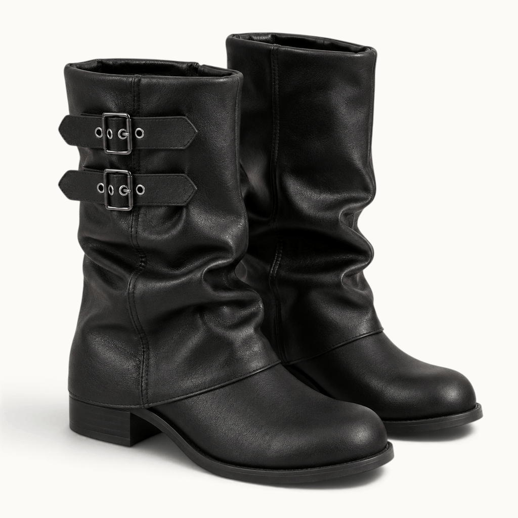 montelore-souliers Bottines Printemps Mi-Mollet À Talon Carré