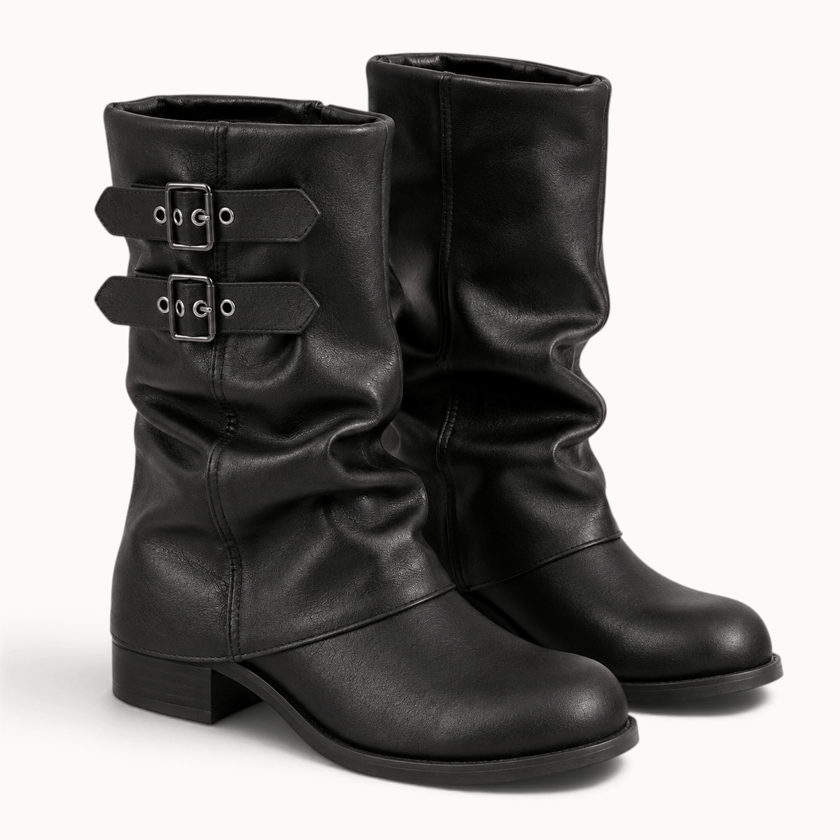 montelore-souliers Bottines Printemps Mi-Mollet À Talon Carré