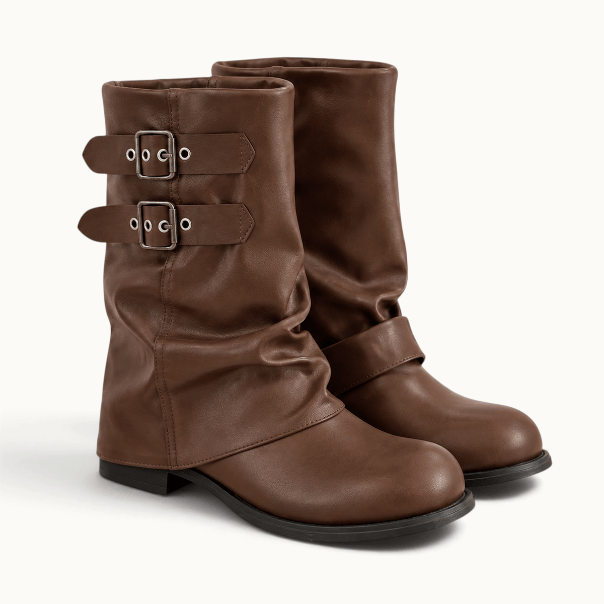 montelore-souliers Bottines Printemps Mi-Mollet À Talon Carré