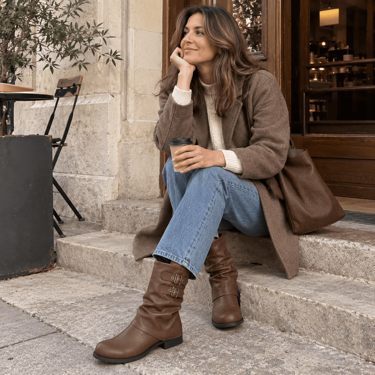 montelore-souliers Bottines Printemps Mi-Mollet À Talon Carré
