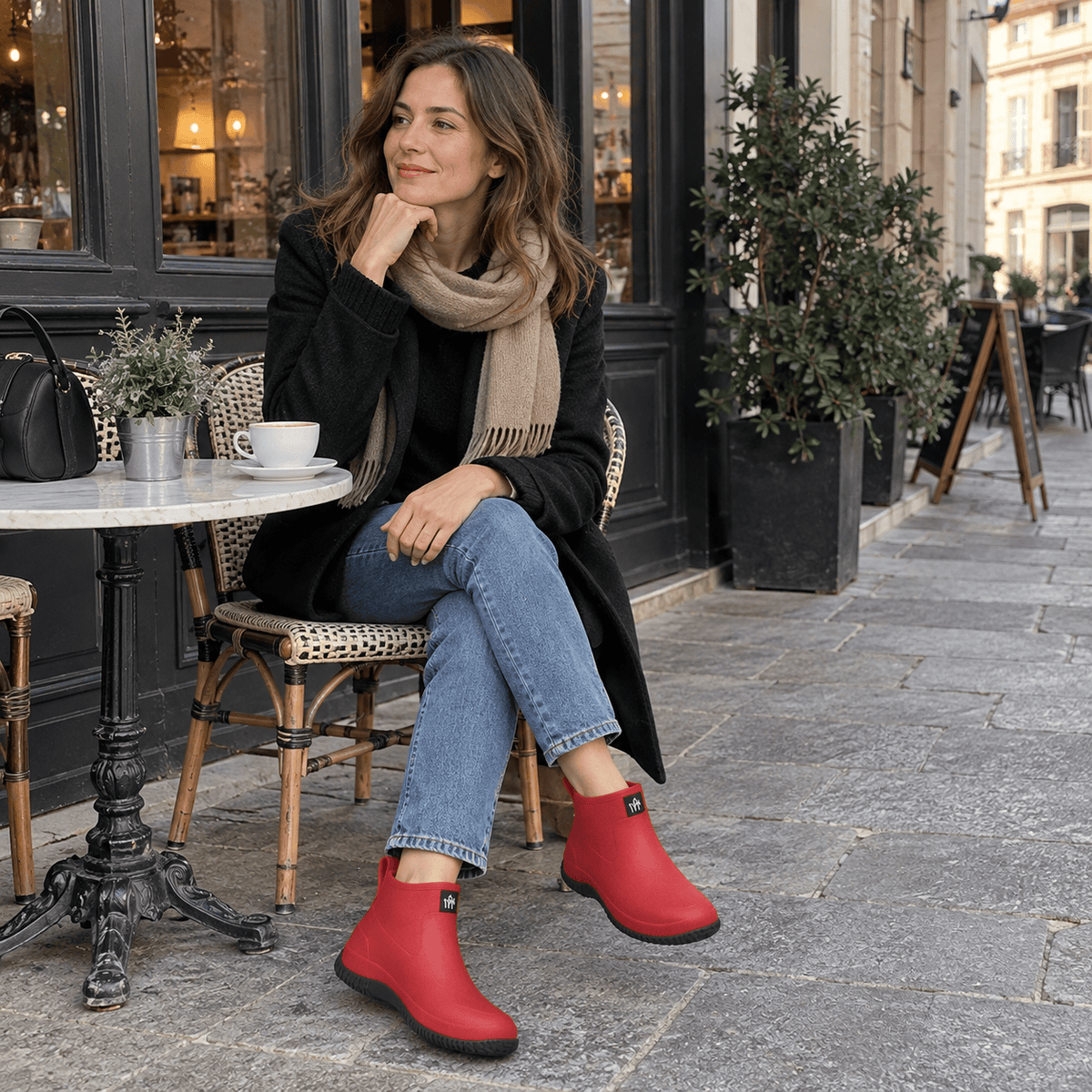 montelore-souliers Bottines PVC Rouges Imperméables
