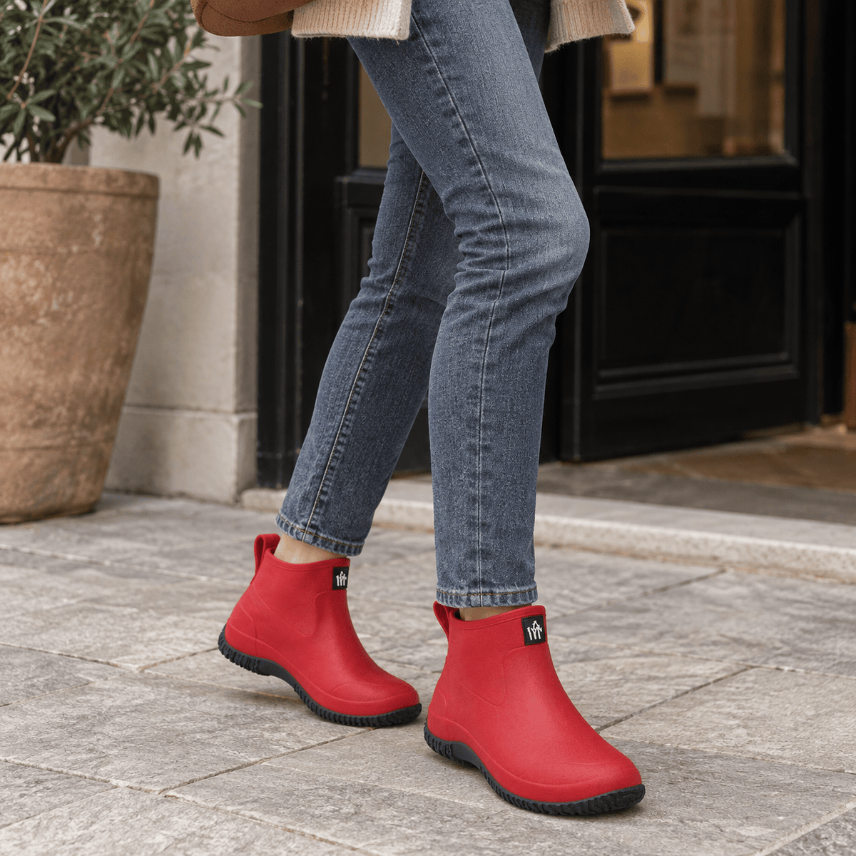 montelore-souliers Bottines PVC Rouges Imperméables