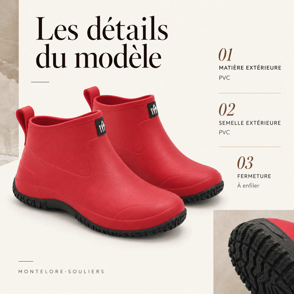 montelore-souliers Bottines PVC Rouges Imperméables