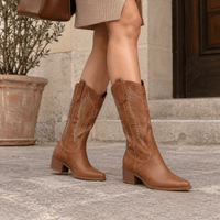 montelore-souliers Bottines Santiags En Simili-Cuir Marron