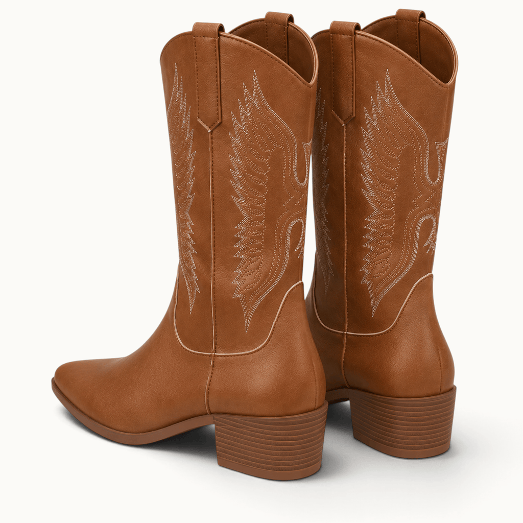 montelore-souliers Bottines Santiags En Simili-Cuir Marron