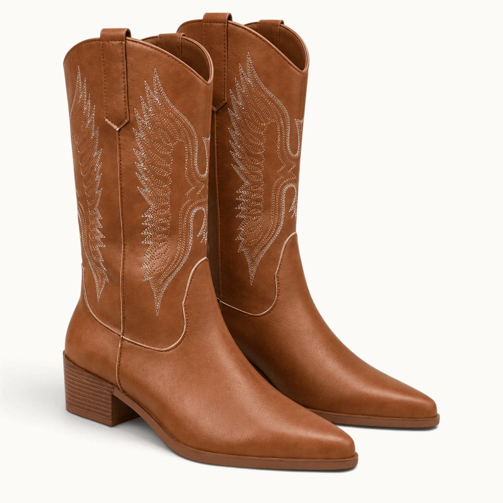montelore-souliers Bottines Santiags En Simili-Cuir Marron