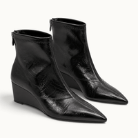 montelore-souliers Bottines Simili-Cuir Verni À Talon Compensé Bout Pointu