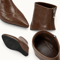 montelore-souliers Bottines Simili-Cuir Verni À Talon Compensé Bout Pointu
