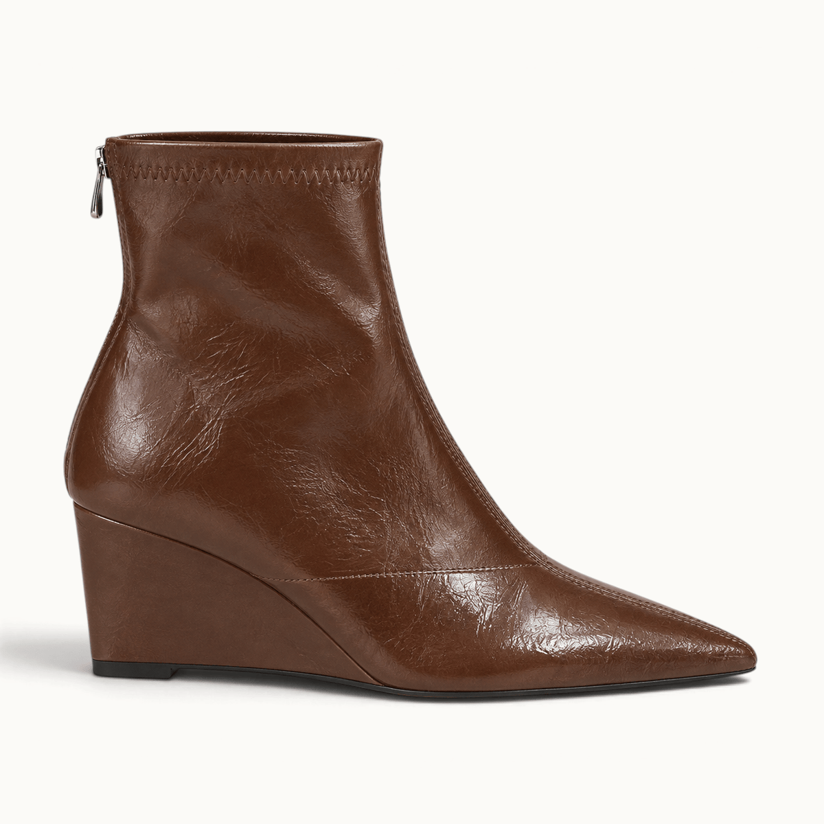 montelore-souliers Bottines Simili-Cuir Verni À Talon Compensé Bout Pointu