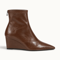 montelore-souliers Bottines Simili-Cuir Verni À Talon Compensé Bout Pointu