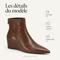 montelore-souliers Bottines Simili-Cuir Verni À Talon Compensé Bout Pointu