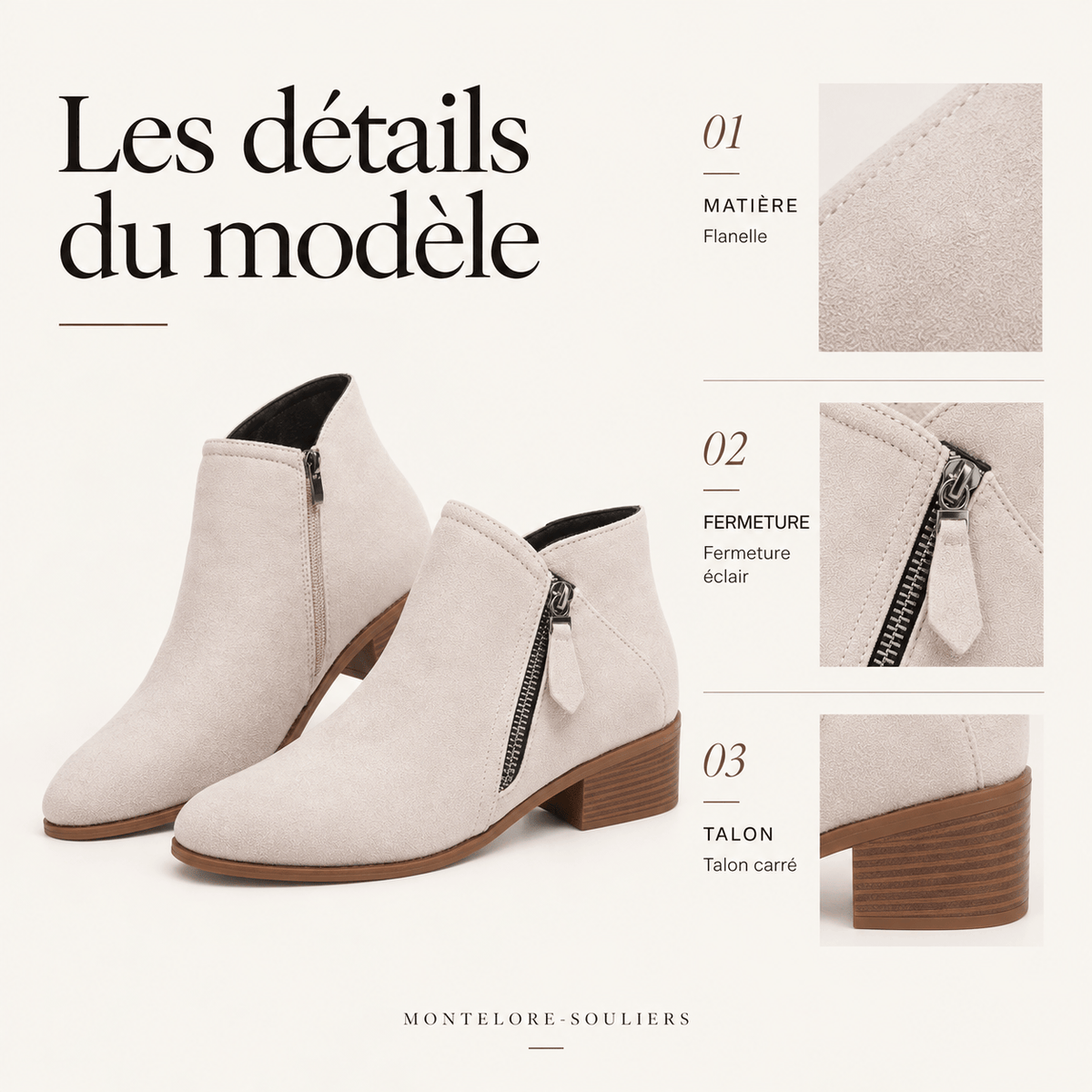 montelore-souliers Bottines Suédine À Talon Carré