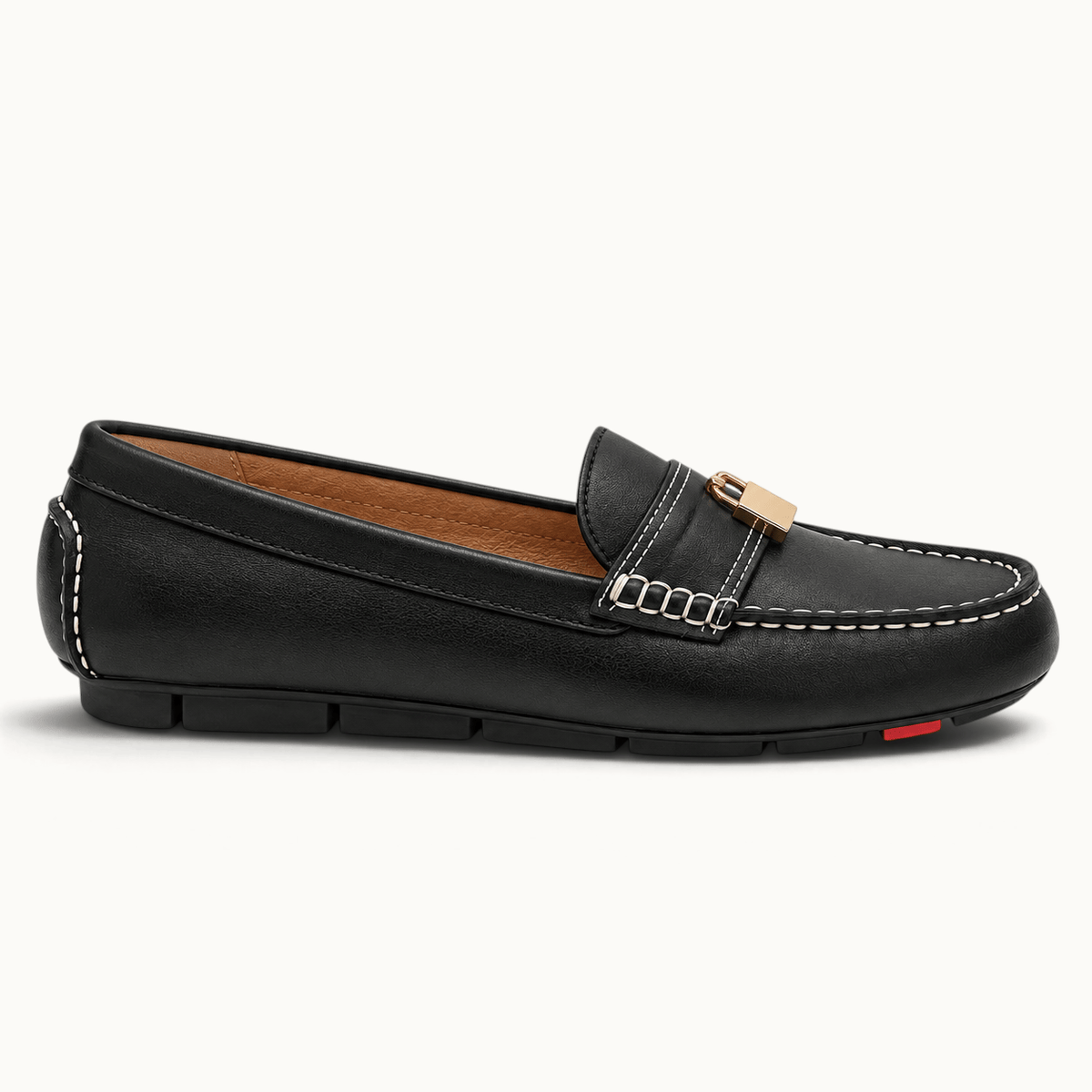 montelore-souliers Femme Mocassins En Cuir Noir