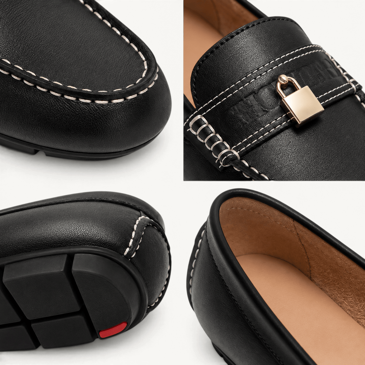 montelore-souliers Femme Mocassins En Cuir Noir