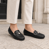 montelore-souliers Femme Mocassins En Cuir Noir